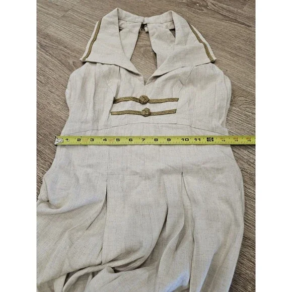 Barbara Barbara Women’s Halter Beige Jumpsuit Wideleg Size 4 - Picture 6 of 9